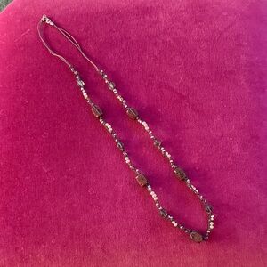 Elegant Beaded Necklace - Brown, Silver, Smoky and Pearl